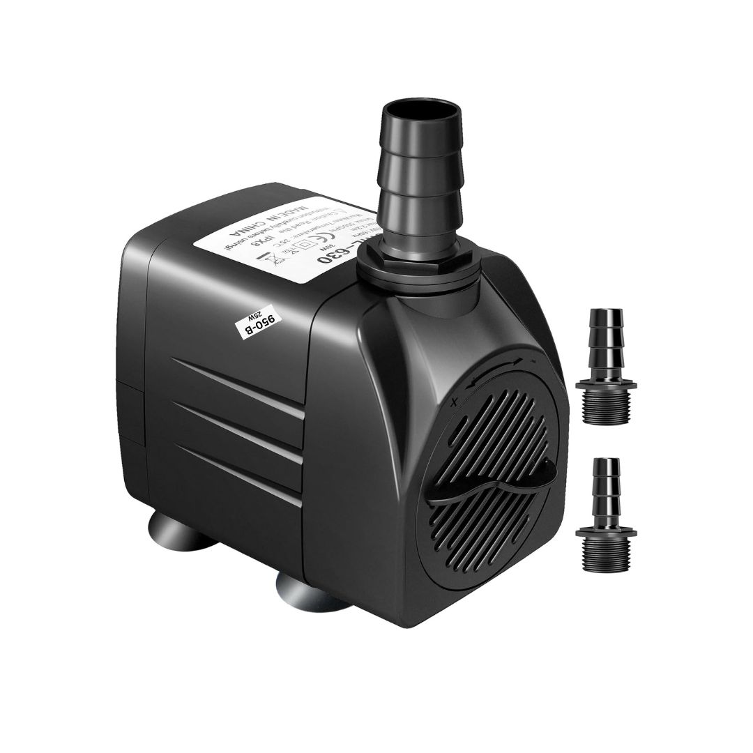 HSB-750 pump with two threaded barb adapters