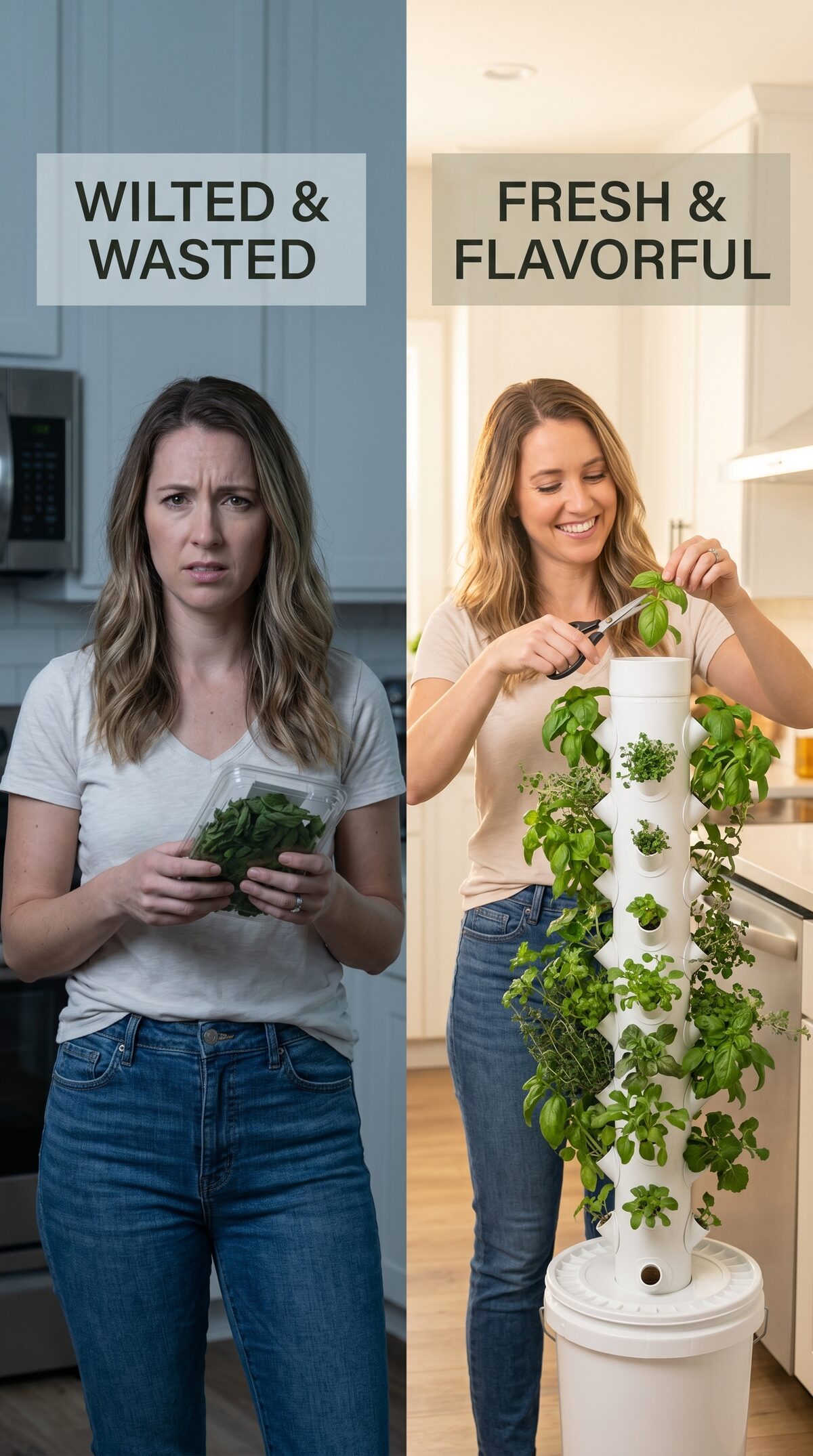 CHS 16-pod hydroponic tower with herbs, strawberries and lettuce